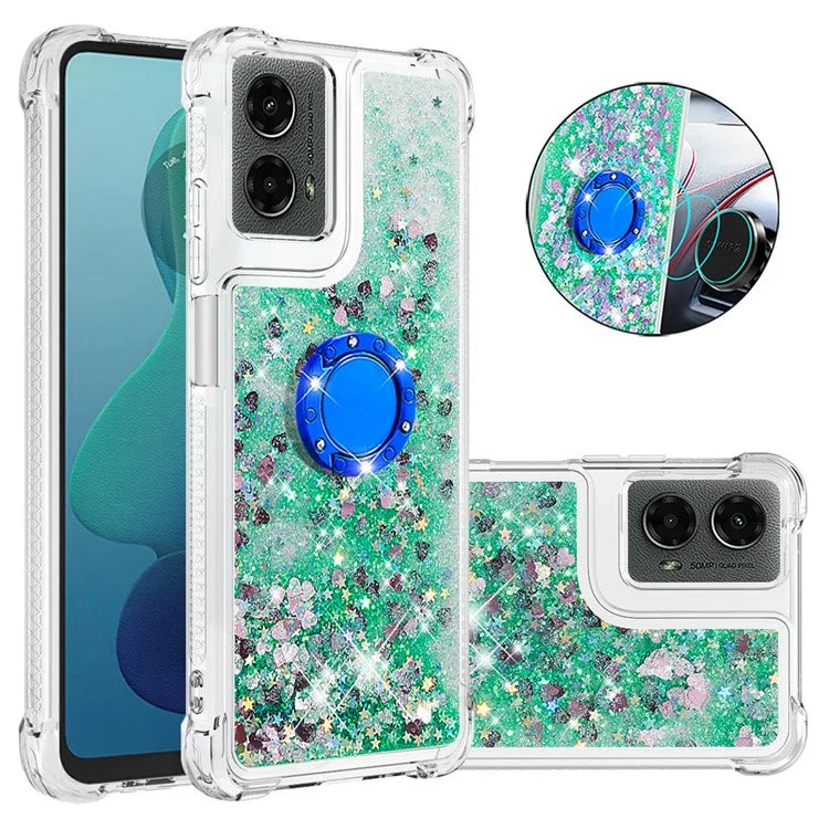 YB Quicksand Series-7 For Motorola Moto G Play 5G (2024) / Moto G 5G (2024) Kickstand Case Shiny Sequins TPU Cover