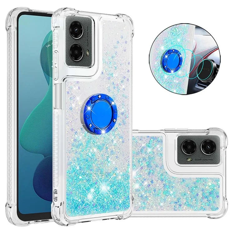 YB Quicksand Series-7 For Motorola Moto G Play 5G (2024) / Moto G 5G (2024) Kickstand Case Shiny Sequins TPU Cover