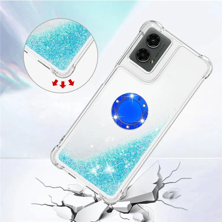 YB Quicksand Series-7 For Motorola Moto G Play 5G (2024) / Moto G 5G (2024) Kickstand Case Shiny Sequins TPU Cover