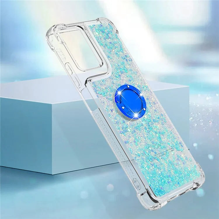 YB Quicksand Series-7 For Motorola Moto G Play 5G (2024) / Moto G 5G (2024) Kickstand Case Shiny Sequins TPU Cover