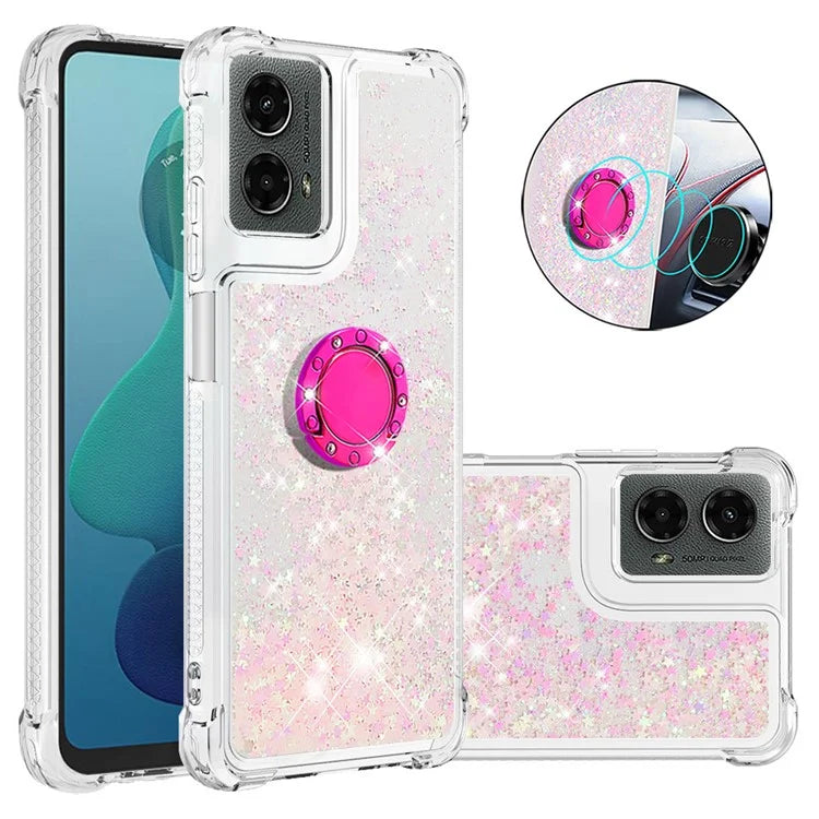 YB Quicksand Series-7 For Motorola Moto G Play 5G (2024) / Moto G 5G (2024) Kickstand Case Shiny Sequins TPU Cover