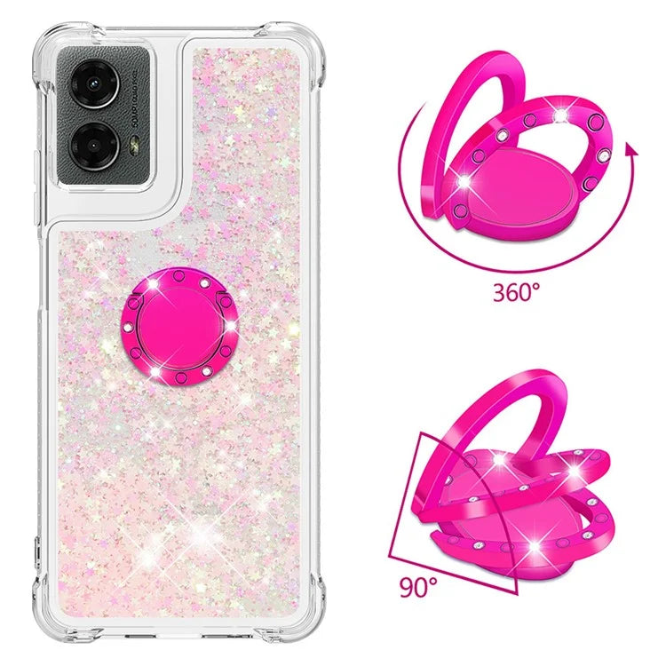 YB Quicksand Series-7 For Motorola Moto G Play 5G (2024) / Moto G 5G (2024) Kickstand Case Shiny Sequins TPU Cover