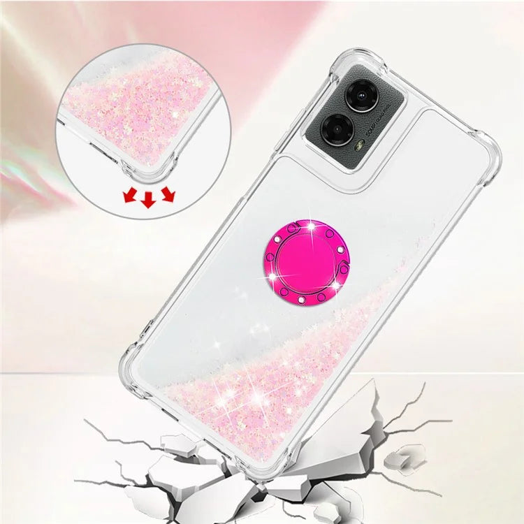 YB Quicksand Series-7 For Motorola Moto G Play 5G (2024) / Moto G 5G (2024) Kickstand Case Shiny Sequins TPU Cover