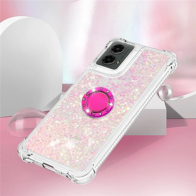 YB Quicksand Series-7 For Motorola Moto G Play 5G (2024) / Moto G 5G (2024) Kickstand Case Shiny Sequins TPU Cover