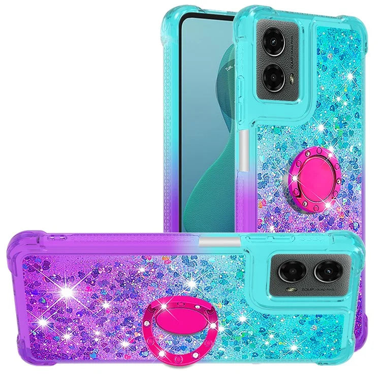 YB Quicksand Series-8 for Motorola Moto G Play 5G (2024) / Moto G 5G (2024) Kickstand Case Glitter Liquid TPU Phone Cover