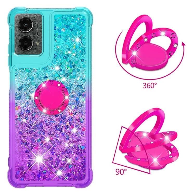 YB Quicksand Series-8 for Motorola Moto G Play 5G (2024) / Moto G 5G (2024) Kickstand Case Glitter Liquid TPU Phone Cover