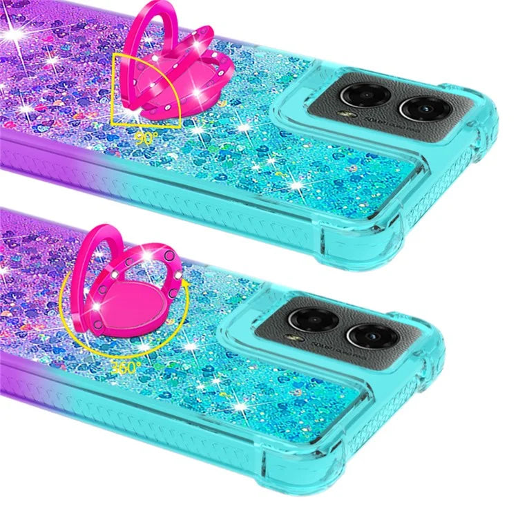 YB Quicksand Series-8 for Motorola Moto G Play 5G (2024) / Moto G 5G (2024) Kickstand Case Glitter Liquid TPU Phone Cover