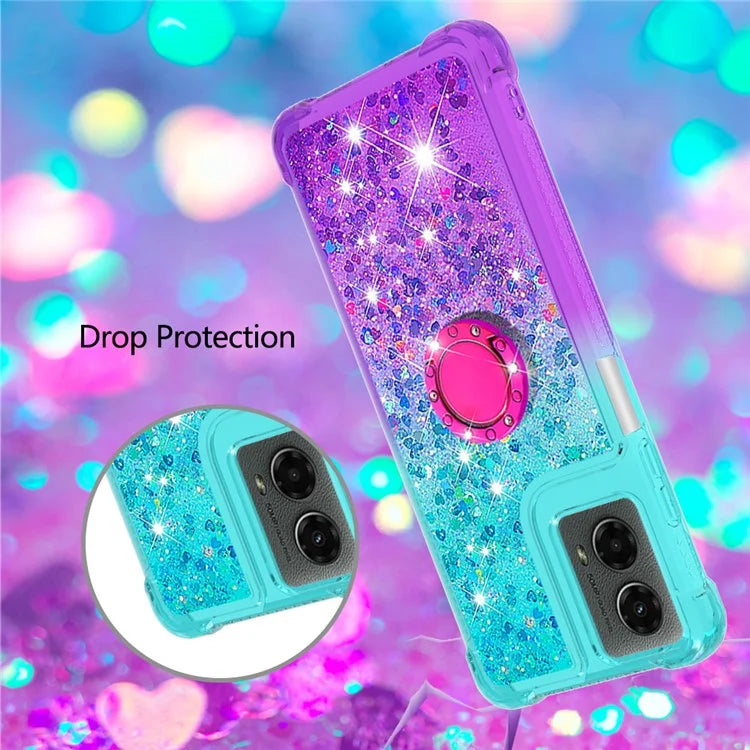 YB Quicksand Series-8 for Motorola Moto G Play 5G (2024) / Moto G 5G (2024) Kickstand Case Glitter Liquid TPU Phone Cover