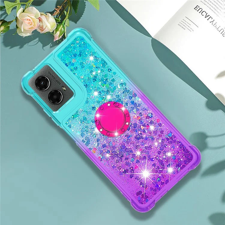 YB Quicksand Series-8 for Motorola Moto G Play 5G (2024) / Moto G 5G (2024) Kickstand Case Glitter Liquid TPU Phone Cover