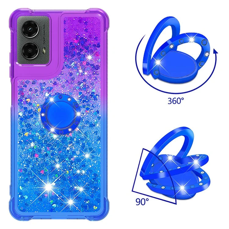 YB Quicksand Series-8 for Motorola Moto G Play 5G (2024) / Moto G 5G (2024) Kickstand Case Glitter Liquid TPU Phone Cover