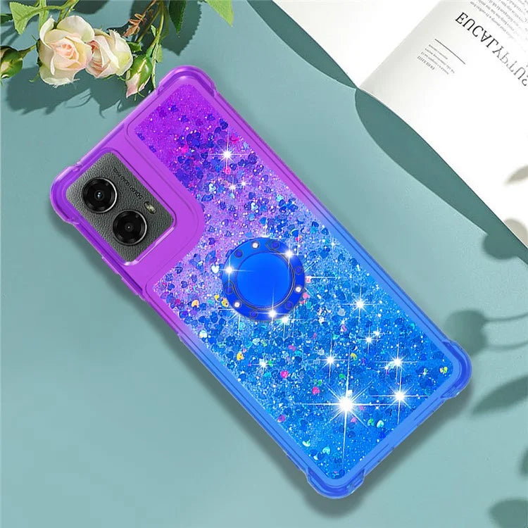 YB Quicksand Series-8 for Motorola Moto G Play 5G (2024) / Moto G 5G (2024) Kickstand Case Glitter Liquid TPU Phone Cover