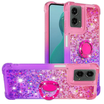 YB Quicksand Series-8 for Motorola Moto G Play 5G (2024) / Moto G 5G (2024) Kickstand Case Glitter Liquid TPU Phone Cover