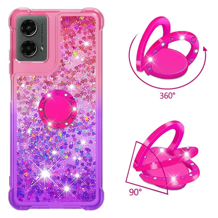 YB Quicksand Series-8 for Motorola Moto G Play 5G (2024) / Moto G 5G (2024) Kickstand Case Glitter Liquid TPU Phone Cover