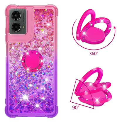 YB Quicksand Series-8 for Motorola Moto G Play 5G (2024) / Moto G 5G (2024) Kickstand Case Glitter Liquid TPU Phone Cover
