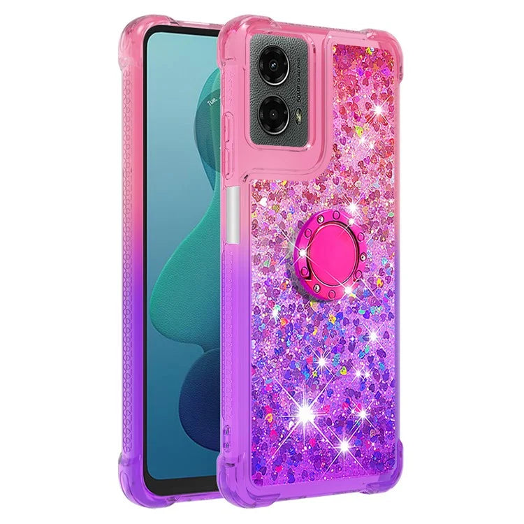 YB Quicksand Series-8 for Motorola Moto G Play 5G (2024) / Moto G 5G (2024) Kickstand Case Glitter Liquid TPU Phone Cover
