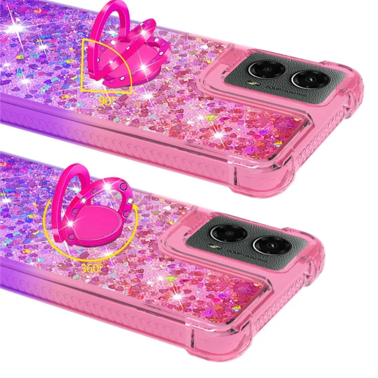 YB Quicksand Series-8 for Motorola Moto G Play 5G (2024) / Moto G 5G (2024) Kickstand Case Glitter Liquid TPU Phone Cover