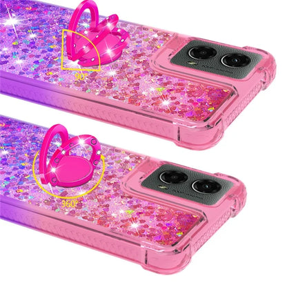YB Quicksand Series-8 for Motorola Moto G Play 5G (2024) / Moto G 5G (2024) Kickstand Case Glitter Liquid TPU Phone Cover