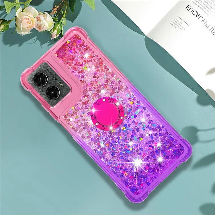 YB Quicksand Series-8 for Motorola Moto G Play 5G (2024) / Moto G 5G (2024) Kickstand Case Glitter Liquid TPU Phone Cover