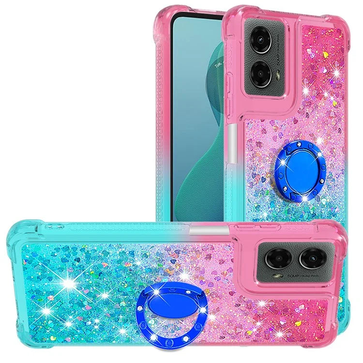YB Quicksand Series-8 for Motorola Moto G Play 5G (2024) / Moto G 5G (2024) Kickstand Case Glitter Liquid TPU Phone Cover