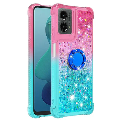 YB Quicksand Series-8 for Motorola Moto G Play 5G (2024) / Moto G 5G (2024) Kickstand Case Glitter Liquid TPU Phone Cover