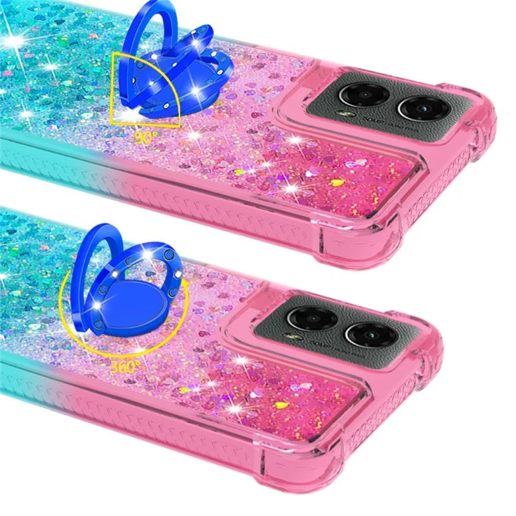 YB Quicksand Series-8 for Motorola Moto G Play 5G (2024) / Moto G 5G (2024) Kickstand Case Glitter Liquid TPU Phone Cover