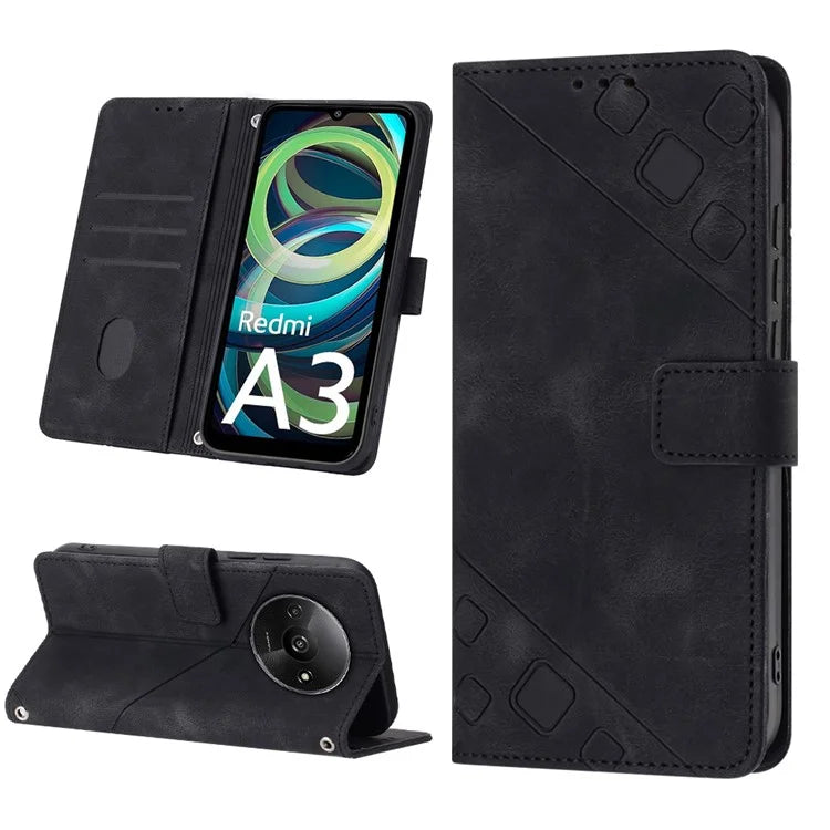 PT005 YB Imprinting Series-6 For Xiaomi Redmi A3 Case Skin-touch Wallet Stand Leather Cover