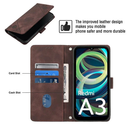PT005 YB Imprinting Series-6 For Xiaomi Redmi A3 Case Skin-touch Wallet Stand Leather Cover