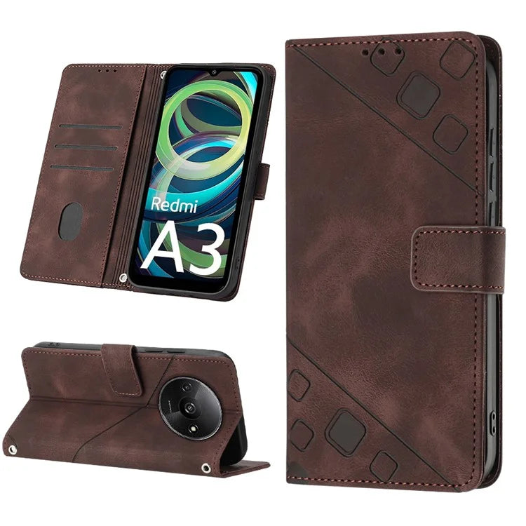 PT005 YB Imprinting Series-6 For Xiaomi Redmi A3 Case Skin-touch Wallet Stand Leather Cover