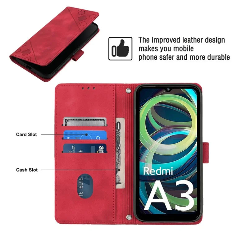 PT005 YB Imprinting Series-6 For Xiaomi Redmi A3 Case Skin-touch Wallet Stand Leather Cover