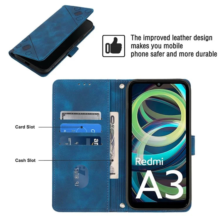 PT005 YB Imprinting Series-6 For Xiaomi Redmi A3 Case Skin-touch Wallet Stand Leather Cover