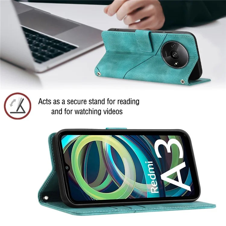 PT005 YB Imprinting Series-6 For Xiaomi Redmi A3 Case Skin-touch Wallet Stand Leather Cover