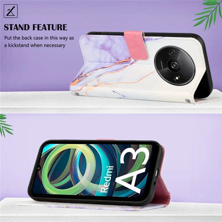 YB Pattern Printing Leather Series-6 For Xiaomi Redmi A3 Case Wallet Phone Cover with Shoulder Strap