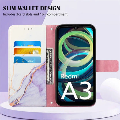 YB Pattern Printing Leather Series-6 For Xiaomi Redmi A3 Case Wallet Phone Cover with Shoulder Strap