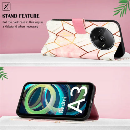 YB Pattern Printing Leather Series-6 For Xiaomi Redmi A3 Case Wallet Phone Cover with Shoulder Strap