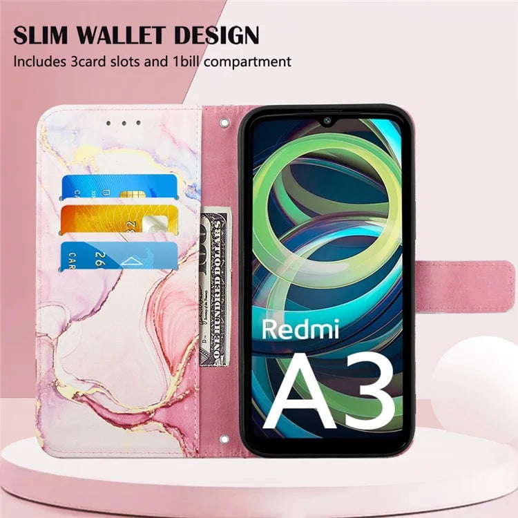 YB Pattern Printing Leather Series-6 For Xiaomi Redmi A3 Case Wallet Phone Cover with Shoulder Strap