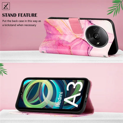 YB Pattern Printing Leather Series-6 For Xiaomi Redmi A3 Case Wallet Phone Cover with Shoulder Strap