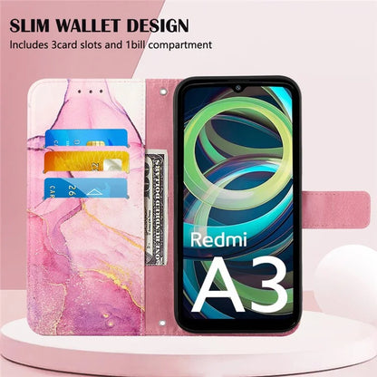 YB Pattern Printing Leather Series-6 For Xiaomi Redmi A3 Case Wallet Phone Cover with Shoulder Strap