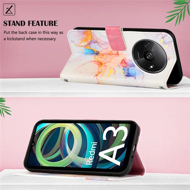 YB Pattern Printing Leather Series-6 For Xiaomi Redmi A3 Case Wallet Phone Cover with Shoulder Strap