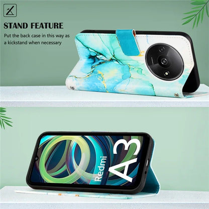 YB Pattern Printing Leather Series-6 For Xiaomi Redmi A3 Case Wallet Phone Cover with Shoulder Strap