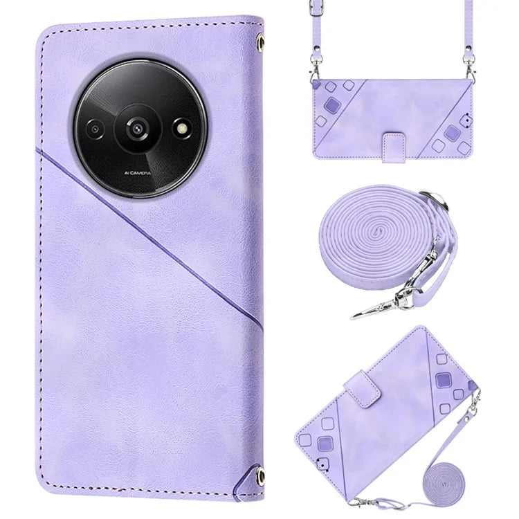 PT005 YB Imprinting Series-7 for Xiaomi Redmi A3 Crossbody Case Protective Leather Wallet Phone Cover