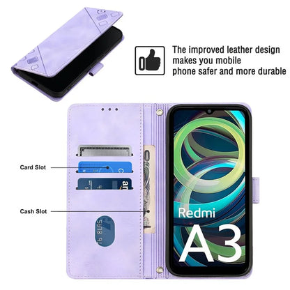 PT005 YB Imprinting Series-7 for Xiaomi Redmi A3 Crossbody Case Protective Leather Wallet Phone Cover