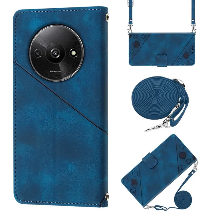 PT005 YB Imprinting Series-7 for Xiaomi Redmi A3 Crossbody Case Protective Leather Wallet Phone Cover