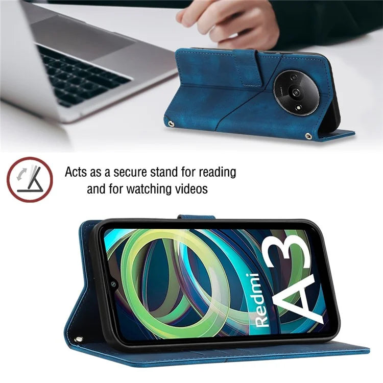 PT005 YB Imprinting Series-7 for Xiaomi Redmi A3 Crossbody Case Protective Leather Wallet Phone Cover