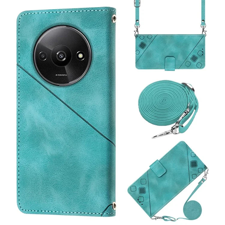 PT005 YB Imprinting Series-7 for Xiaomi Redmi A3 Crossbody Case Protective Leather Wallet Phone Cover