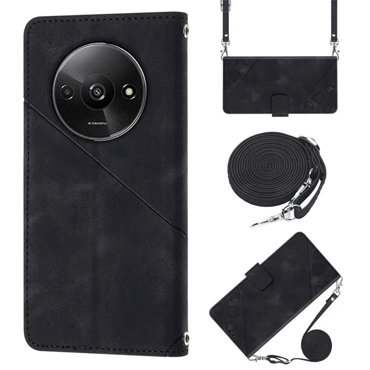 PT005 YB Imprinting Series-7 for Xiaomi Redmi A3 Crossbody Case Protective Leather Wallet Phone Cover