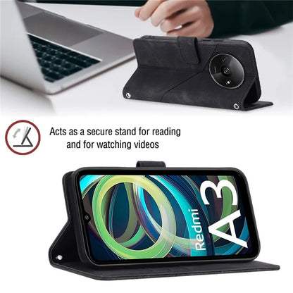 PT005 YB Imprinting Series-7 for Xiaomi Redmi A3 Crossbody Case Protective Leather Wallet Phone Cover