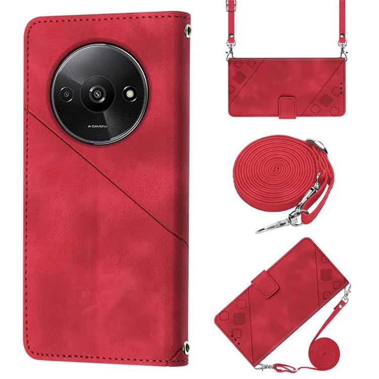 PT005 YB Imprinting Series-7 for Xiaomi Redmi A3 Crossbody Case Protective Leather Wallet Phone Cover