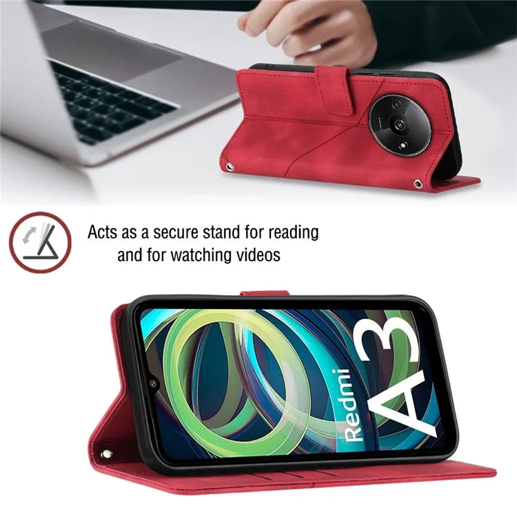 PT005 YB Imprinting Series-7 for Xiaomi Redmi A3 Crossbody Case Protective Leather Wallet Phone Cover