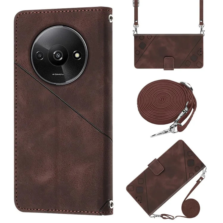 PT005 YB Imprinting Series-7 for Xiaomi Redmi A3 Crossbody Case Protective Leather Wallet Phone Cover