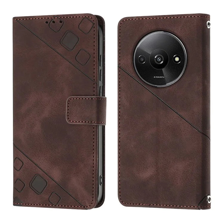 PT005 YB Imprinting Series-7 for Xiaomi Redmi A3 Crossbody Case Protective Leather Wallet Phone Cover